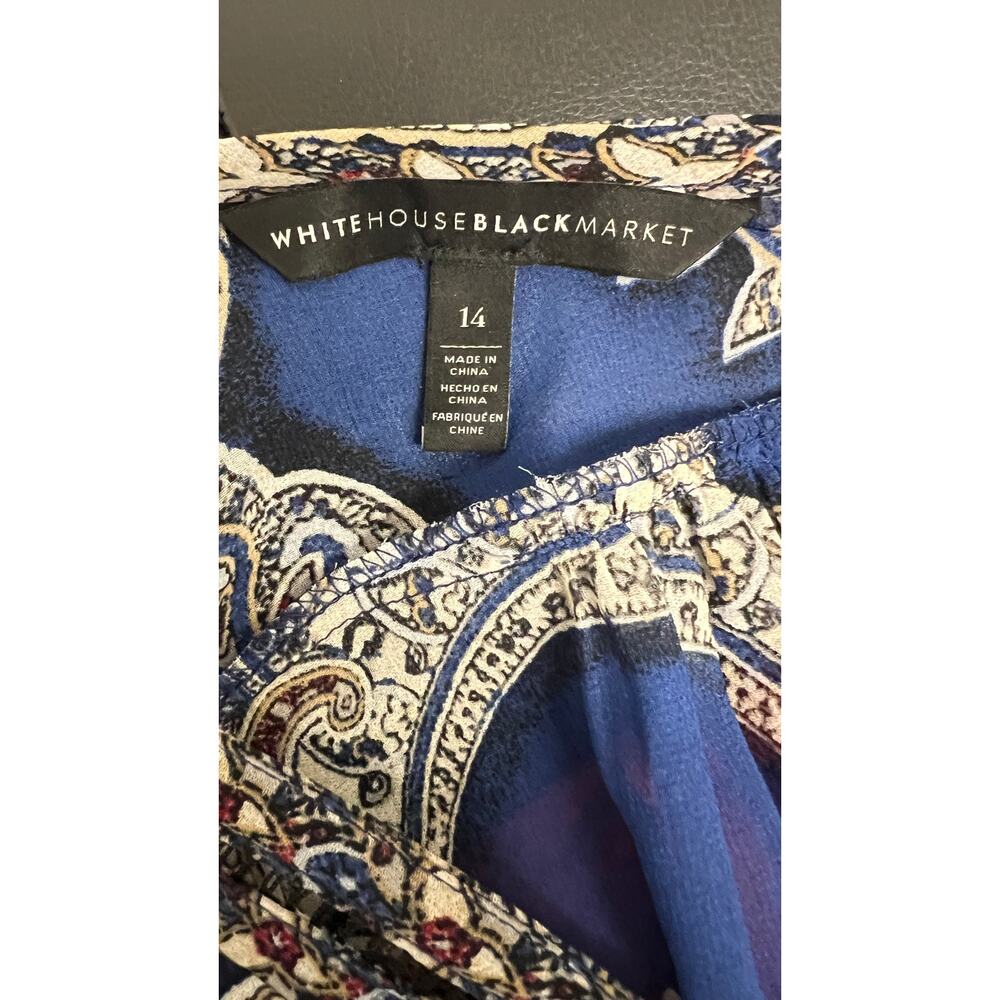 💙 White House Black Market Paisley Print Dress 14 Boho Festival Chic - Picture 6 of 6